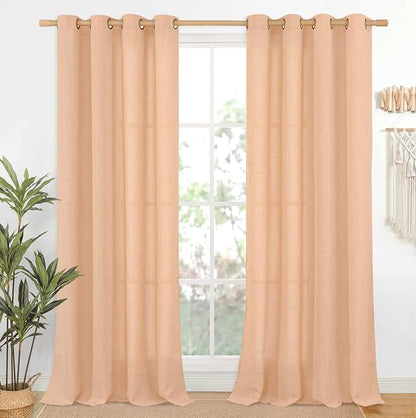 YoungsTex Peach Linen Curtains 84 Inch Length by YoungsTex