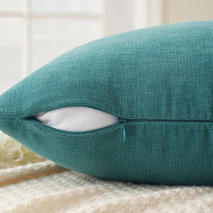 MIULEE Teal Chenille Couch Throw Pillow Covers, 18x18 | Set of 2, Soft Coastal - Image 4
