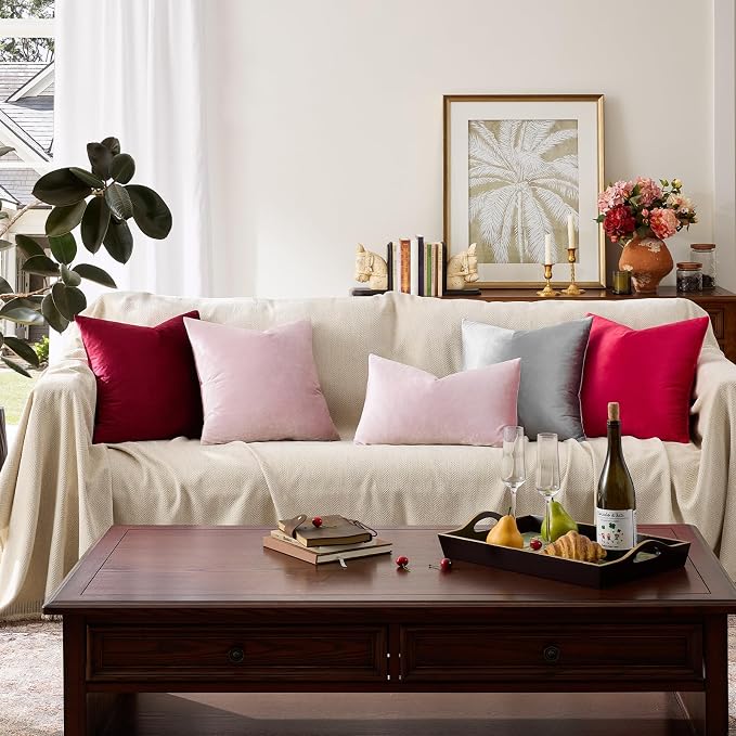 GIGIZAZA Sweet Lilac Velvet Throw Pillow Covers Big 26x26 Pack of 2 | - Image 8