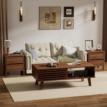 Furniway Mid Century Coffee Table Set, Living Room Table Set of 3 by Furniway