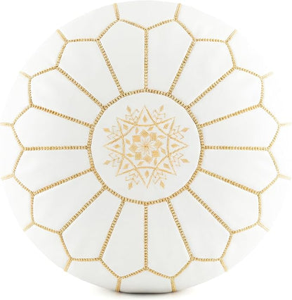 Marrakesh Gallery Genuine Leather Round Pouf Unstuffed - Image 2