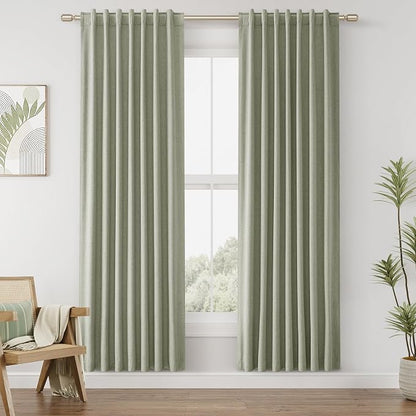 Sage Green 100% Blackout Curtains 80 Inch Length 2 Panels Set by Guken