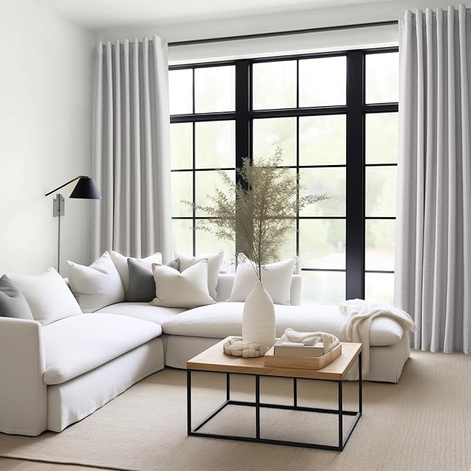Topfinel 102 Inches Long Custom Blackout Linen Curtains, Burlap Drapes 2 Panels - Image 2
