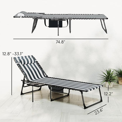 Outsunny Folding Chaise Lounge Chair Outdoor Tanning Chair - Image 3