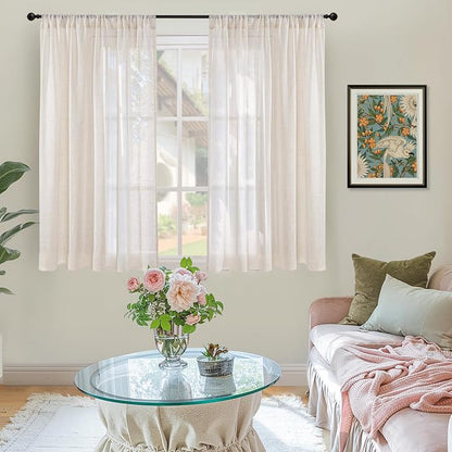 BGment Oatmeal Linen Curtains 48 Inches Long - Image 2