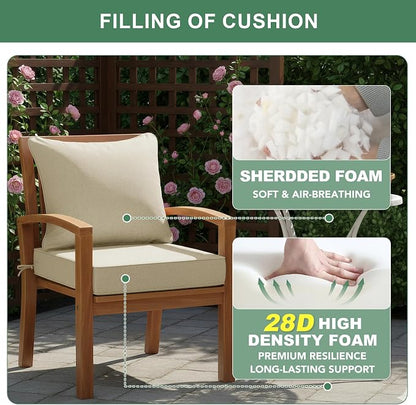 Summsun Patio Chair Cushions 24 x 24 Inch, Faux Linen Outdoor Furniture Cushions - Image 6