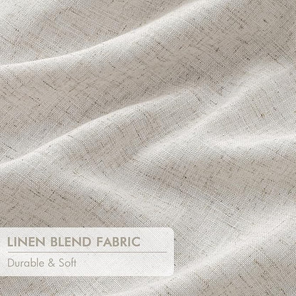 MIULEE Birch Pinch Pleated 100% Blackout Linen Curtains 40x84 Inches | Room - Image 6
