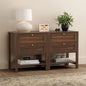 EYYTHUNG Brown Nightstand Set of 2, Wooden Farmhouse Floor Night Stand by EYYTHUNG