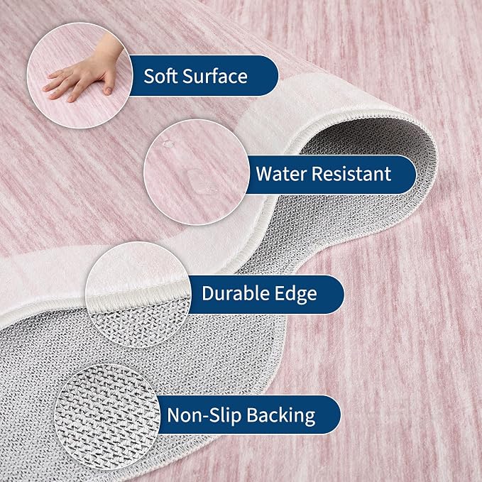 GarveeHome Scalloped Washable Area Rug 4x6 Entryway Rug Non Slip - Image 3