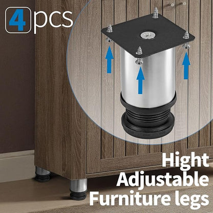 3 Inch Metal Furniture Legs Stainless Steel Adjustable Legs Silver Table Legs - Image 5
