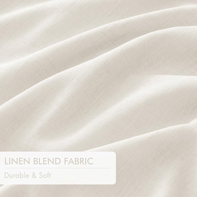 MIULEE Beige White Pinch Pleated 100% Blackout Linen Curtains 40x102 Inches | - Image 6