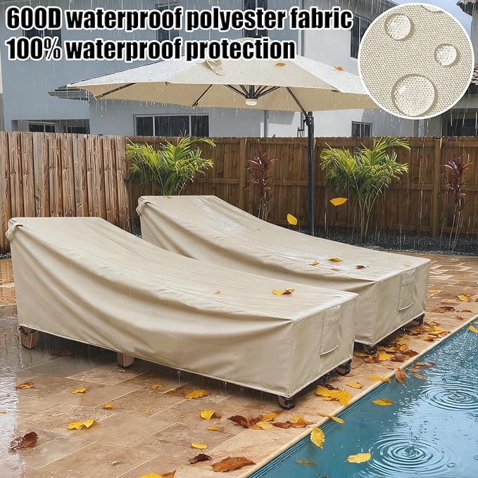 Outdoor Lounge Chair Covers Waterproof Patio Chaise Lounge Covers 600D - Image 4