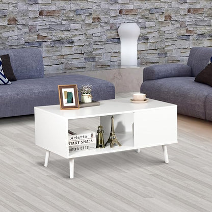 ZenStyle Mid Century Modern Coffee Table, Wooden Retro Coffee Table - Image 6