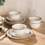 AmorArc Ceramic Dinnerware Sets,Stoneware Handmade Reactive Glaze Plates and Bowls Sets,Chip and Crack Resistant | Dishwasher & Microwave Safe,Dishes Set Service for 6 (18pc)