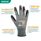 Kebada W1 Work Gloves for Men and Women, Touchscreen PU Coated Gloves with Grip, 50 Pairs Bulk Pack, Ideal for Warehouse Package Handling, Construction, Gardening, Gray X-Small