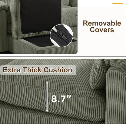 HAOMARKETS Corduroy Sofa Set, Upholstered Armchair and 3-Seater Couch - Image 6