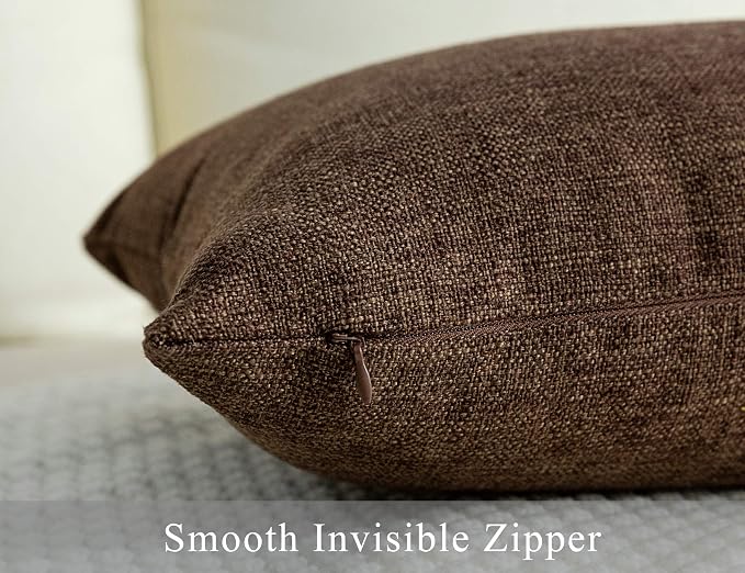 Stellhome Fall Burlap Throw Pillow Covers Solid Farmhouse Linen Pillowcase - Image 4