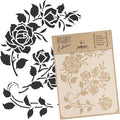 NAKLEO Painting Stencil for Crafts A4 8.3” x 11.8”, Rose Flower Ornament Pattern, Reusable Plastic DIY & Scrapbooking Drawing Template, Decoupage Art Home Decor, Wall Wood Fabric Furniture