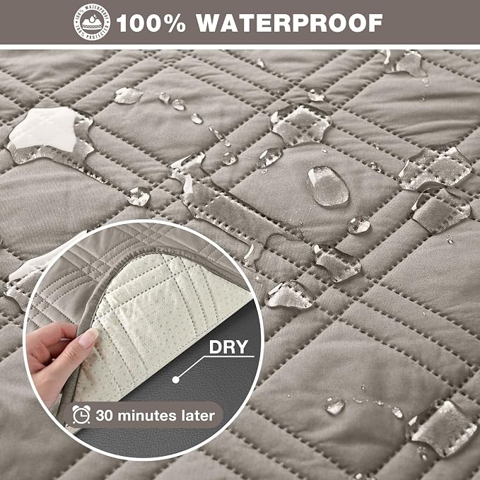 TAOCOCO 100% Waterproof Loveseat Recliner Cover, Non Slip Split Recliner Couch - Image 3