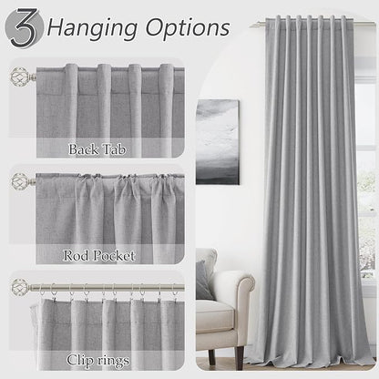 Grey 100% Blackout Curtains 96 Inch Length 2 Panels Set - Image 7