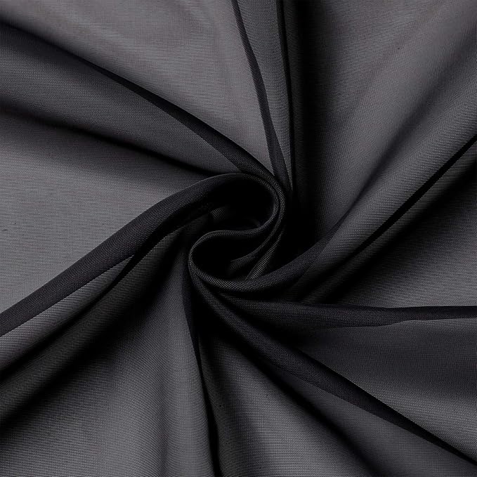 Black Sheer Curtains 90 Inches Long 2 Panels Set - Image 9