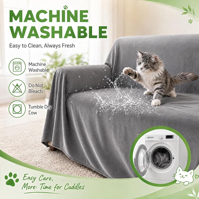 LOllON Velvet Couch Cover for Cats Dogs Kids - Image 6