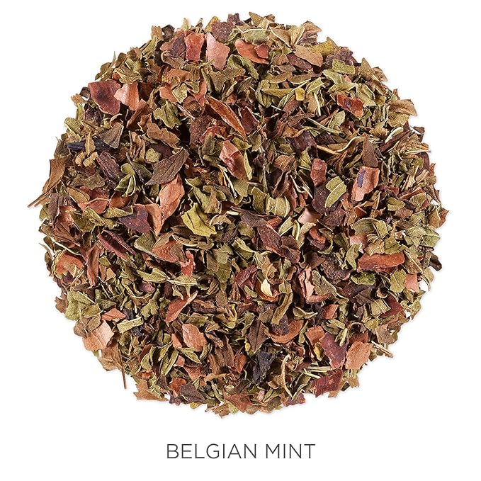 Tea Forte Belgian Mint Premium Organic Loose Leaf Caffeinated Herbal Tea Blend Canister, Makes 35-50 Cups
