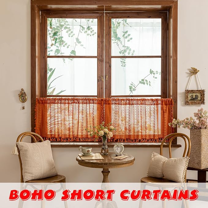 Sutuo Home Terracotta Boho Short Curtains - Image 3