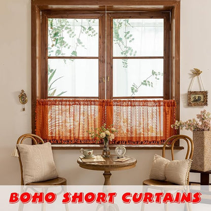 Sutuo Home Terracotta Boho Short Curtains - Image 3