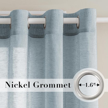 H.VERSAILTEX Linen Curtains Nickel Grommet Natural Linen Semi-Sheer Curtains 2 - Image 2