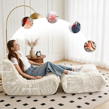 Bean Bag Ottoman, Memory Foam Lazy Bean Bag Sofa, Fireside Chair Foot Rest - Image 6