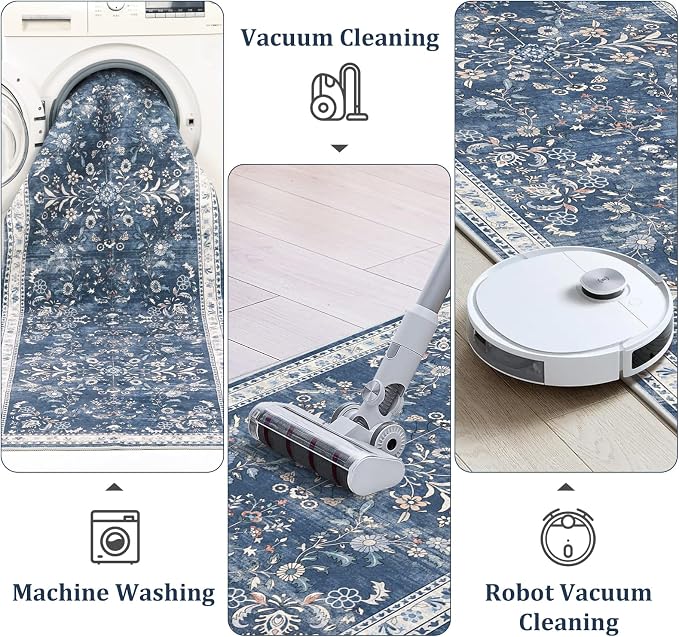 Yamaziot 2x10 Washable Hallway Runner Rug Non Slip Floral Carpet, Stain - Image 5