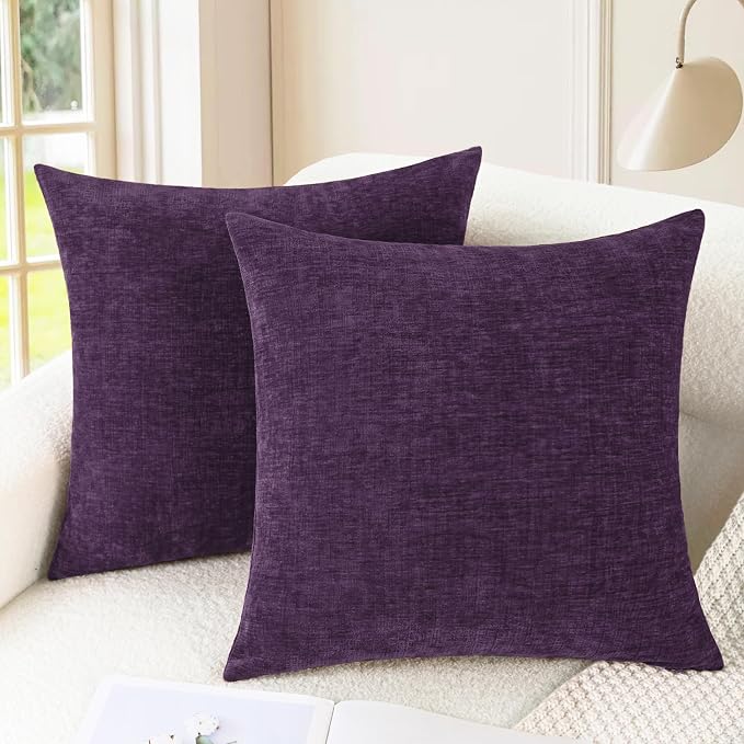 CaliTime Decorative Couch Throw Pillow Covers 26 X 26 Inches Plum Purple | Pack by CaliTime