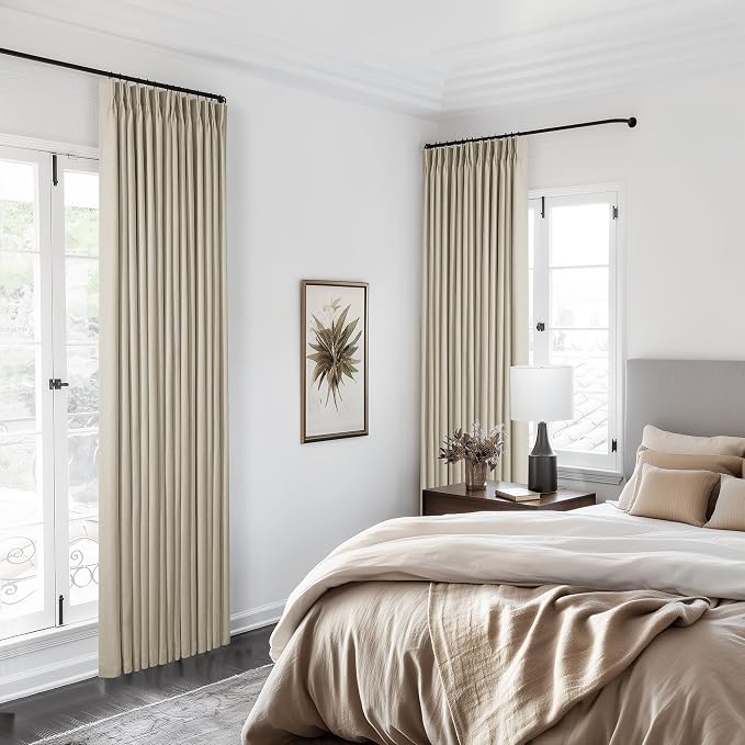 Burlywood Birch 100% Blackout Pinch Pleated Linen Curtains 90 Inches Long | - Image 8