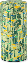 NOREN Japanese Tea Canister Tin (Yuzen Washi Paper - Bamboo/Green), 7.06oz Size/Made in JAPAN with Includes Inner Lid of Airtight Damp-Proof/Kitchen Jar for Loose Leaf Coffee Tea Spice and More