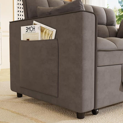 3-in-1 Convertible Sleeper Sofa Bed, 55 inch Small Couch - Image 9