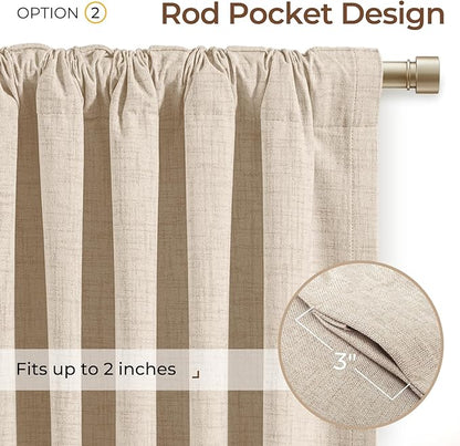 INOVADAY Extra Wide 100% Blackout Linen Curtains - Image 4