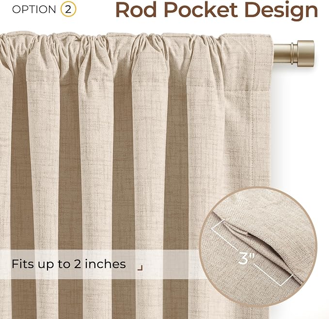 INOVADAY Extra Wide 100% Blackout Linen Curtain - Image 4