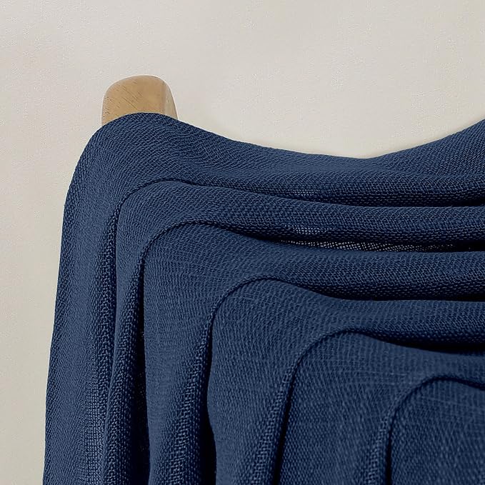 Chyhomenyc Navy Blue Semi Sheer Curtains 36 Inch Length, Light Filtering Faux - Image 9