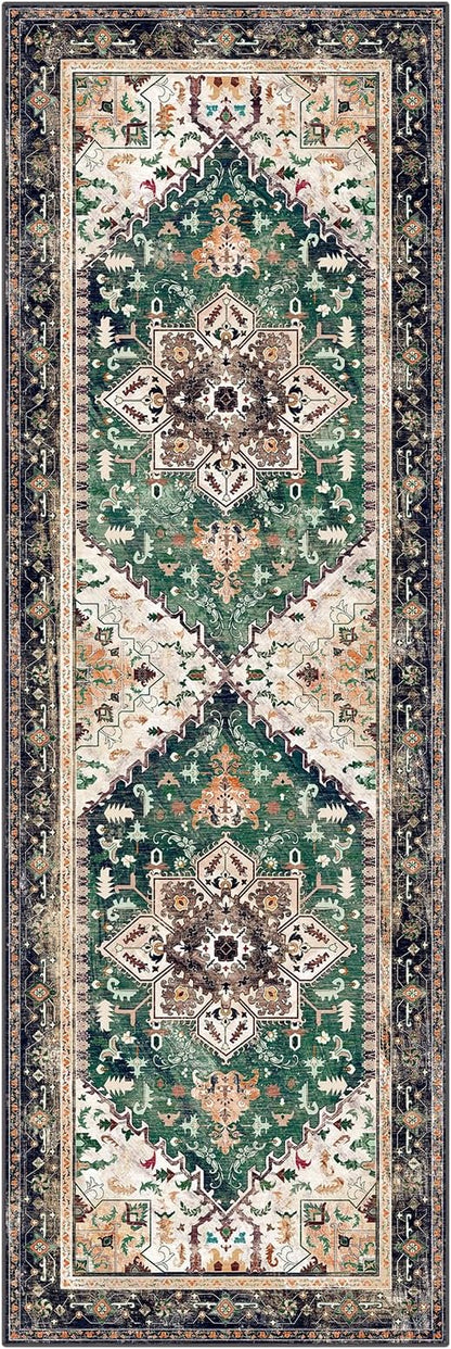 Yamaziot Washable Runner Rug, 2x6 Non-Slip Boho Vintage Hallway Kitchen Rug | - Image 3