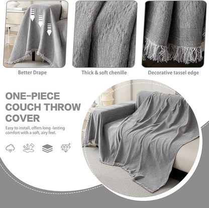 DREAMINGO Modern Chenille Couch Cover Blanket Washable Sofa Covers - Image 3