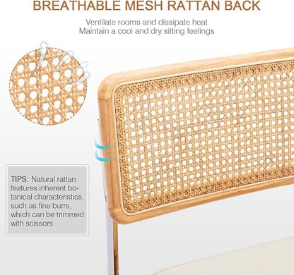 Zesthouse Natural Rattan Dining Chairs Set of 4, Mid Century Modern Dining - Image 3