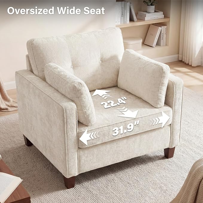 Luxury Oversized Accent Chair, 40.9" Upholstered Piping Single Armchairs - Image 4