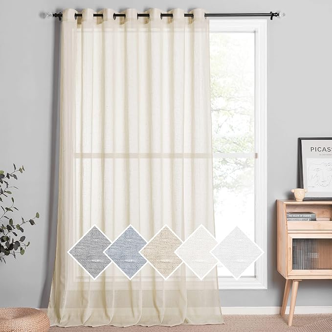 NICETOWN Flax Linen Extra Wide 100 Inch Curtain Panel-W100 x L96, Grommet Semi by NICETOWN