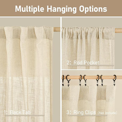 Living Room Sheer Linen Curtains 90 Inch - Image 3