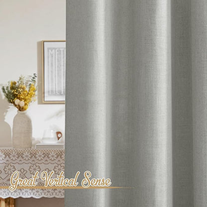 NICETOWN Linen Gray Curtains for Bedroom, Rod Pocket & Back Tab Flax Linen - Image 5