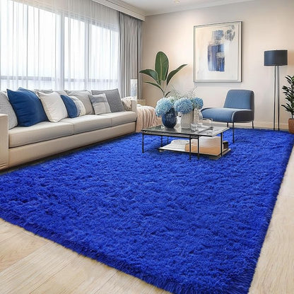 Pionblank Large Rug for Living Room 6x9, Modern Shag Area Rug, Royal Blue | by PIONBLANK