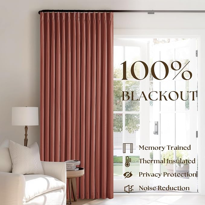 Terracotta Pleat Linen Blackout 102 Inch Curtains - Image 3
