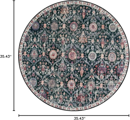 Lahome Moroccan Round Area Rugs, Washable Small Round Rug 3ft Non-Slip | - Image 2