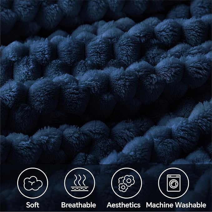 BEDELITE Navy King Blanket for Bed, Soft Cozy Gifts for Women, 108 * 90 | 3D - Image 4
